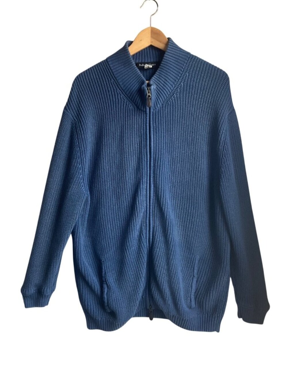 Bullock & Jones Mens XXL Blue Full-Zip Pima Cotton Sweater Jacket Made Peru